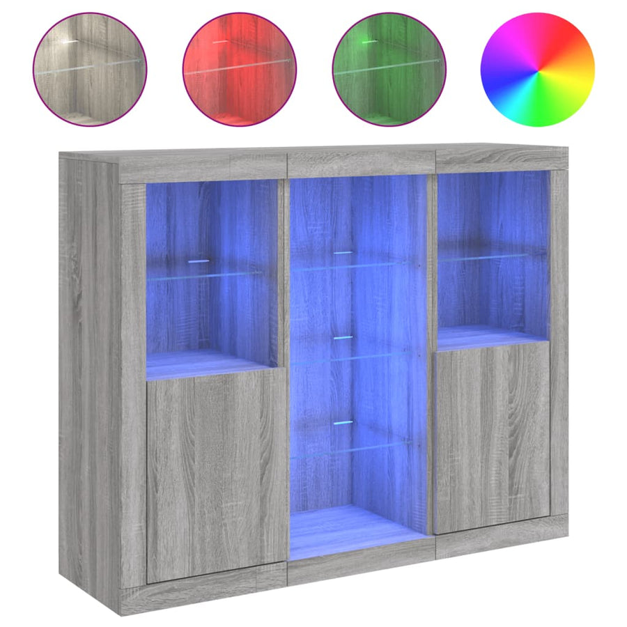 Dressoirs Met Led-Verlichting Bewerkt Hout Grijs sonoma