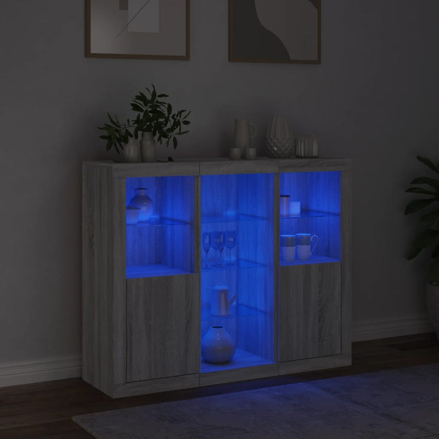 Dressoirs Met Led-Verlichting Bewerkt Hout Grijs sonoma