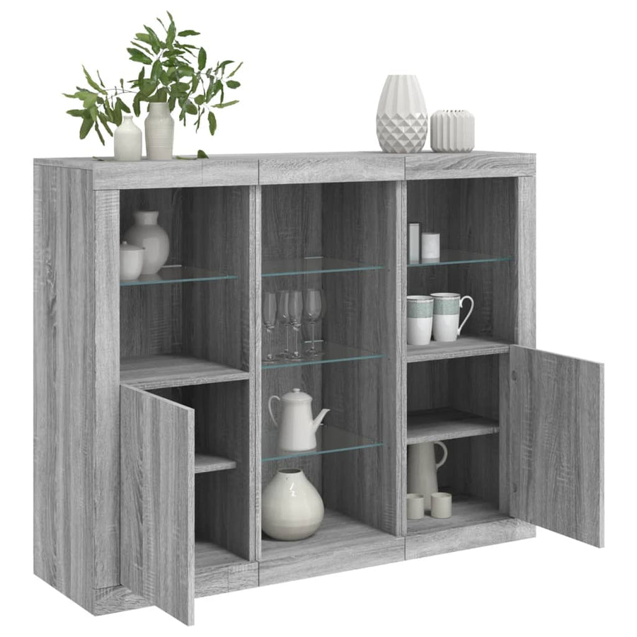Dressoirs Met Led-Verlichting Bewerkt Hout Grijs sonoma