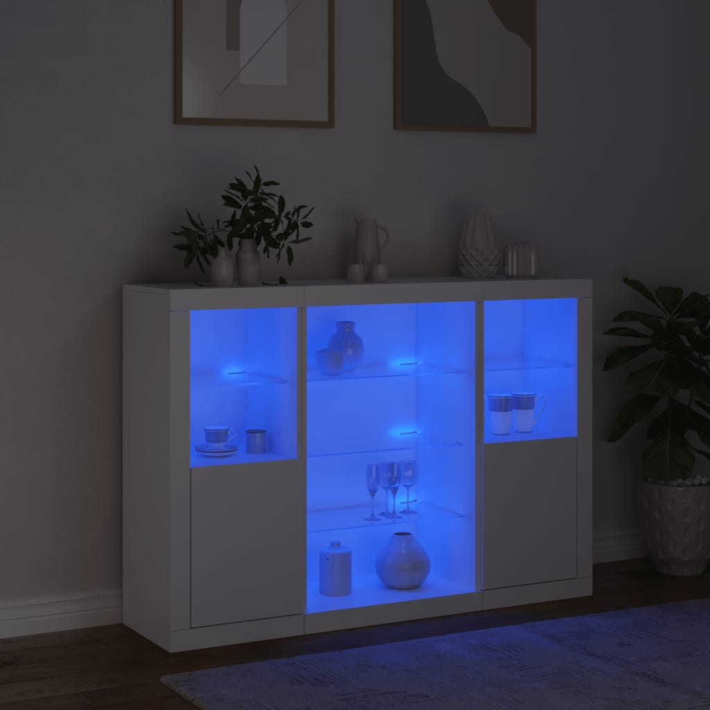 Dressoirs Met Led-Verlichting Bewerkt Hout Wit