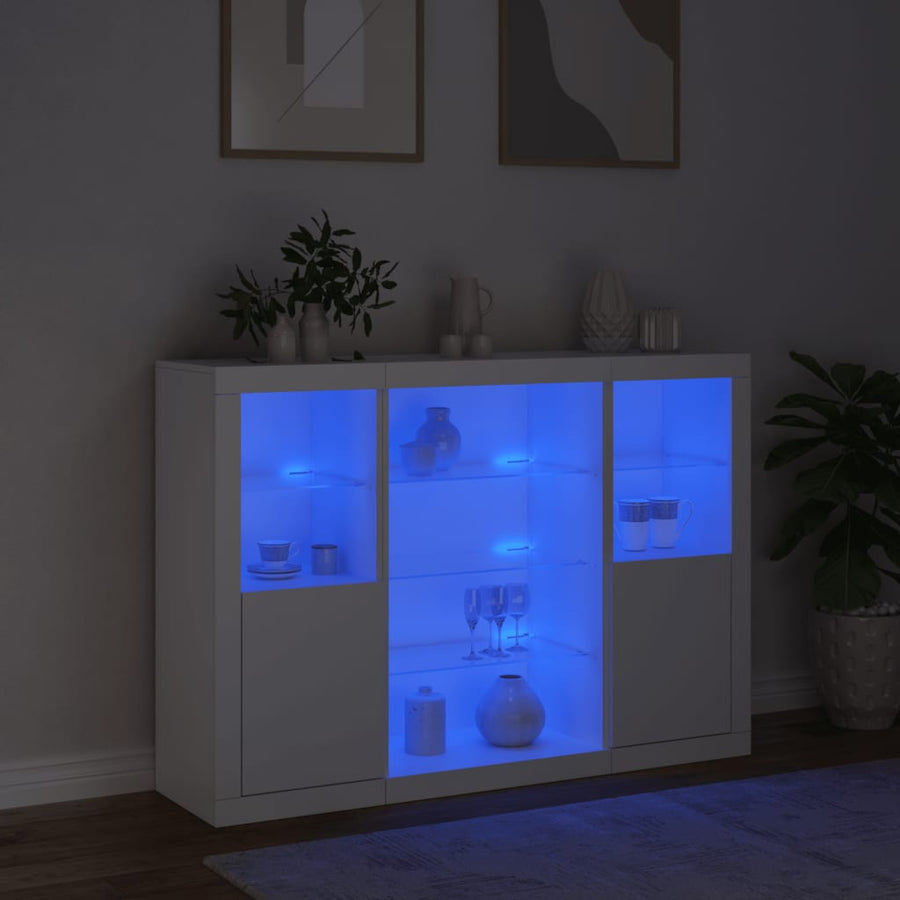 Dressoirs Met Led-Verlichting Bewerkt Hout Wit