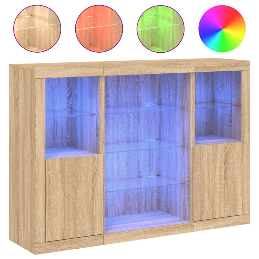 Dressoirs Met Led-Verlichting Bewerkt Hout Sonoma eiken