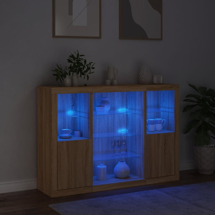 Dressoirs Met Led-Verlichting Bewerkt Hout Sonoma eiken