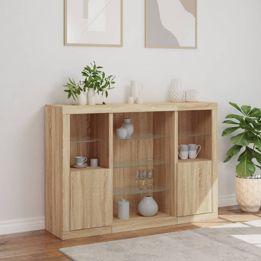 Dressoirs Met Led-Verlichting Bewerkt Hout Sonoma eiken