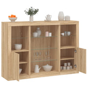 Dressoirs 3 st bewerkt hout sonoma eiken met LED