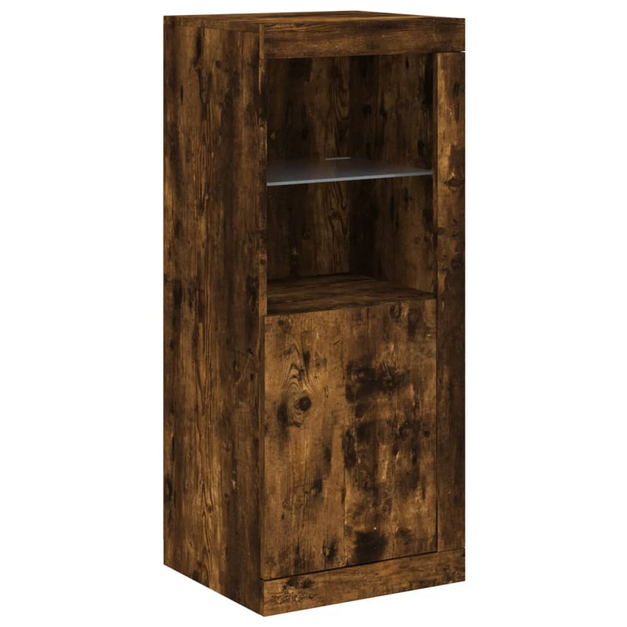 Dressoirs Met Led-Verlichting Bewerkt Hout Gerookt eiken