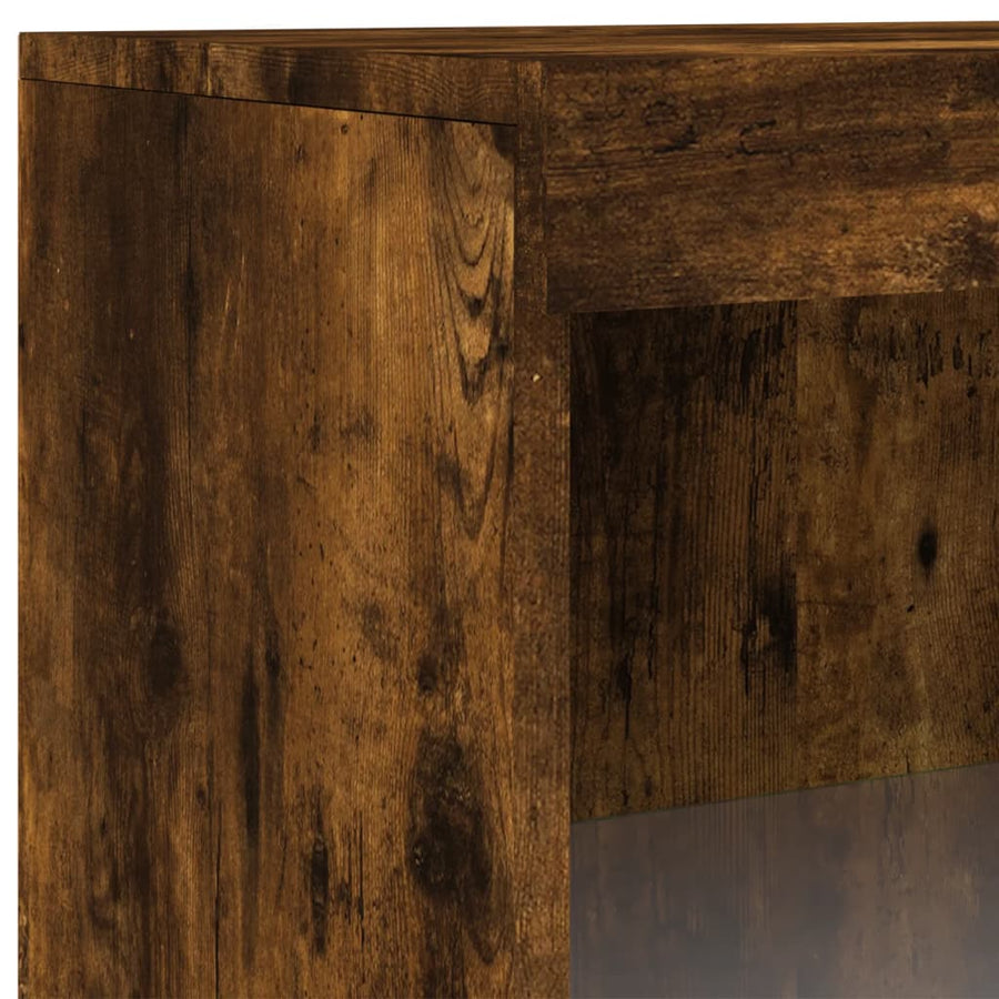 Dressoirs Met Led-Verlichting Bewerkt Hout Gerookt eiken
