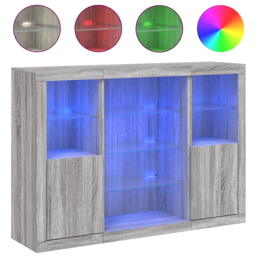 Dressoirs Met Led-Verlichting Bewerkt Hout Grijs sonoma