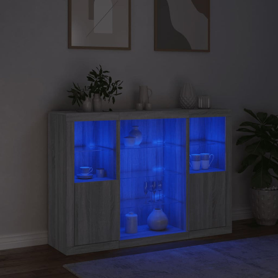 Dressoirs Met Led-Verlichting Bewerkt Hout Grijs sonoma