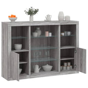 Dressoirs 3 st bewerkt hout grijs sonoma LED