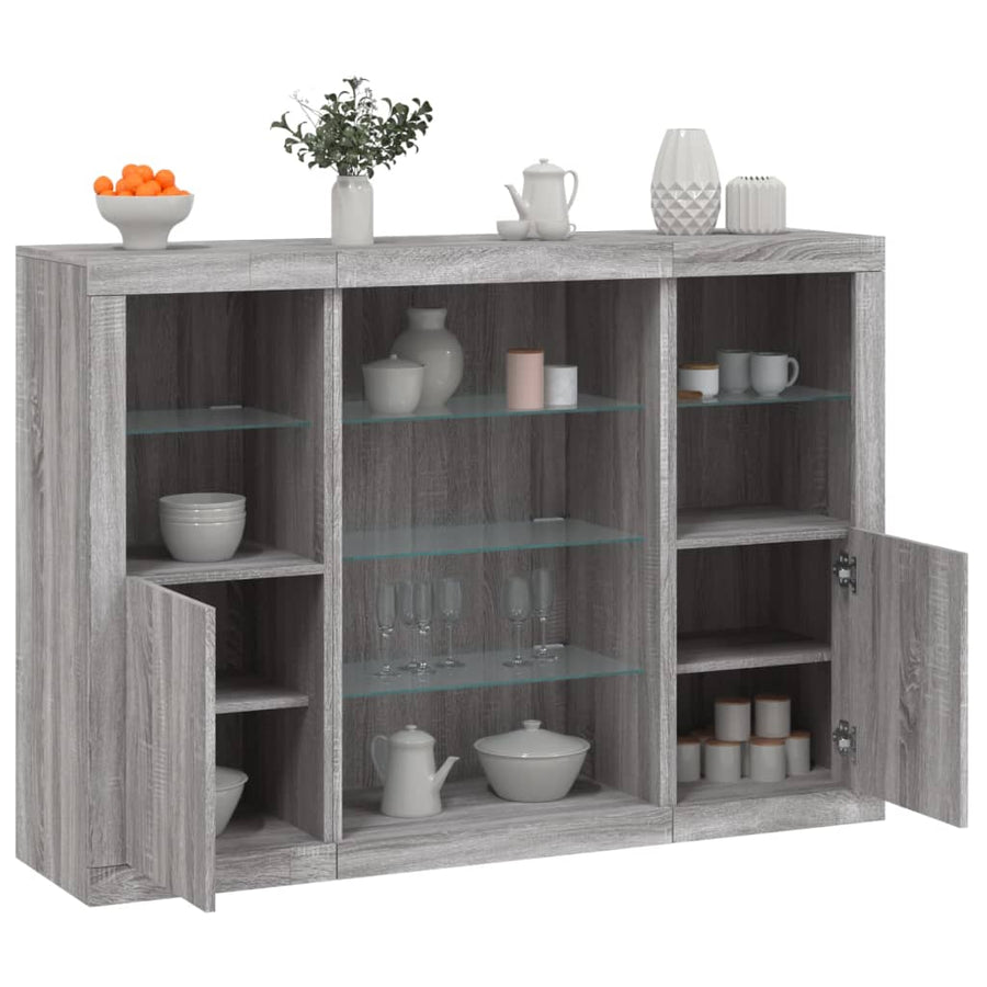 Dressoirs Met Led-Verlichting Bewerkt Hout Grijs sonoma