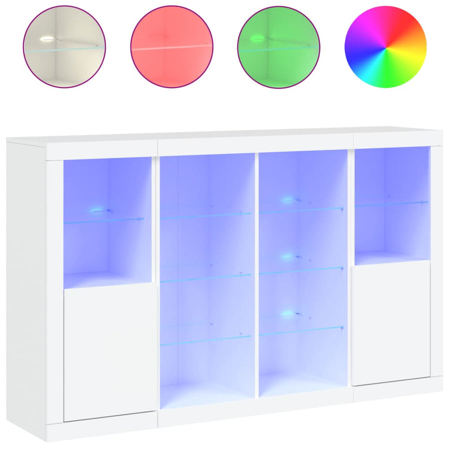 Dressoirs Met Led-Verlichting Bewerkt Hout Wit
