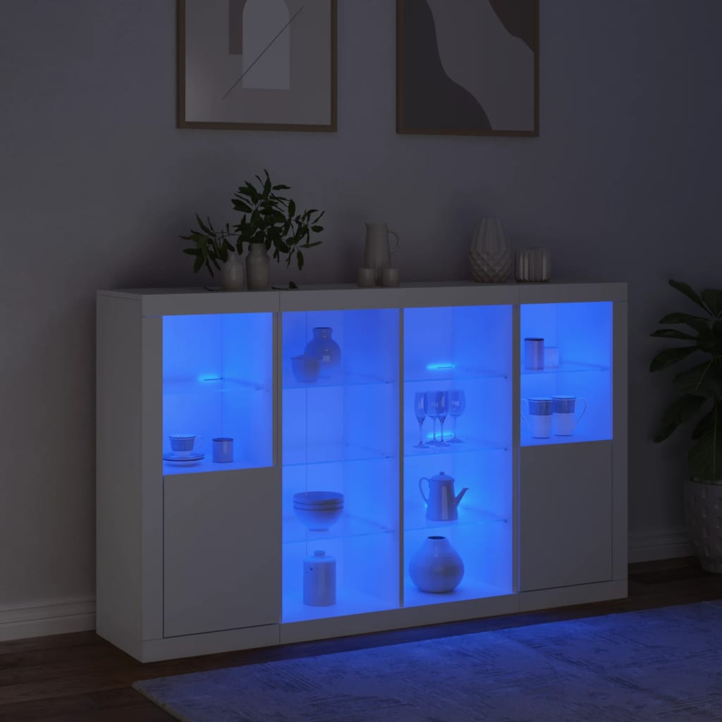 Dressoirs Met Led-Verlichting Bewerkt Hout Wit