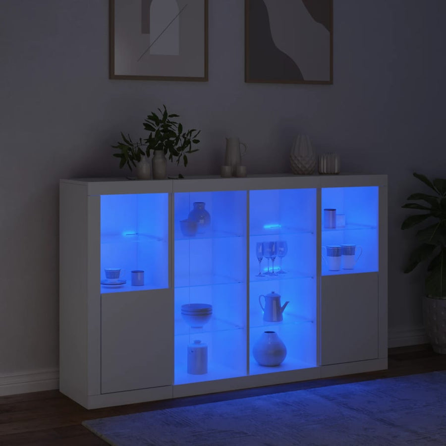 Dressoirs Met Led-Verlichting Bewerkt Hout Wit