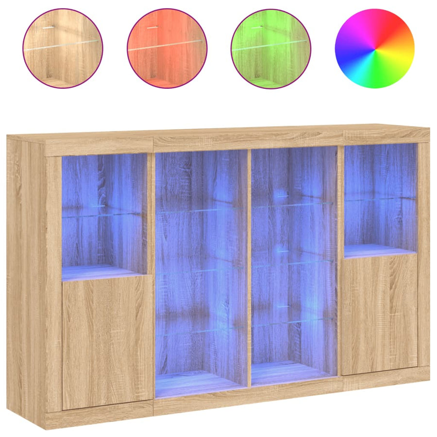 Dressoirs Met Led-Verlichting Bewerkt Hout Sonoma eiken