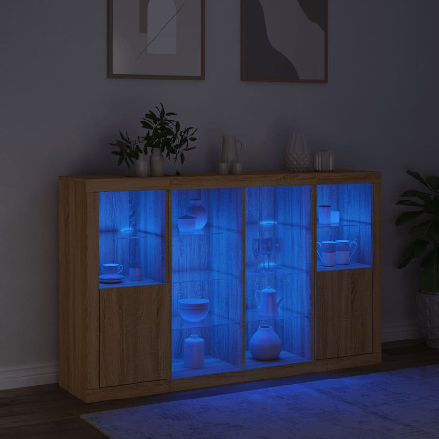 Dressoirs Met Led-Verlichting Bewerkt Hout Sonoma eiken