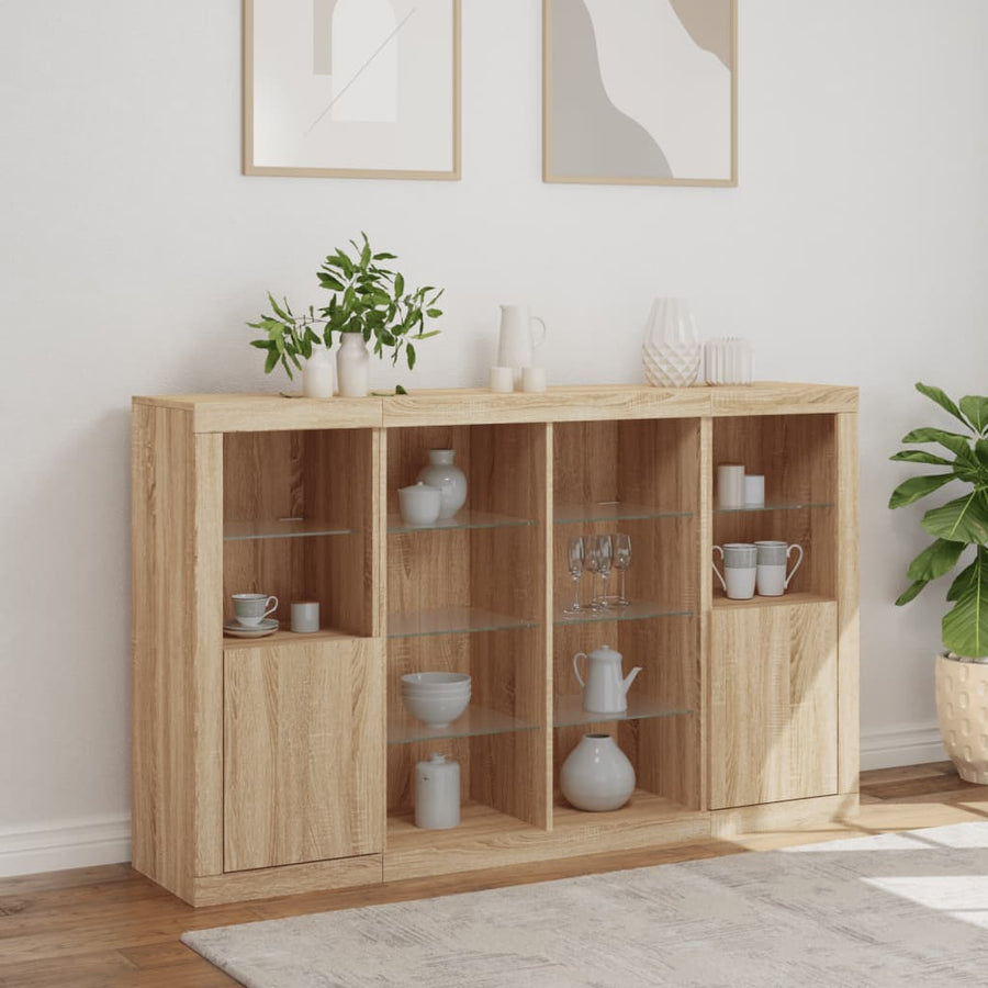 Dressoirs Met Led-Verlichting Bewerkt Hout Sonoma eiken
