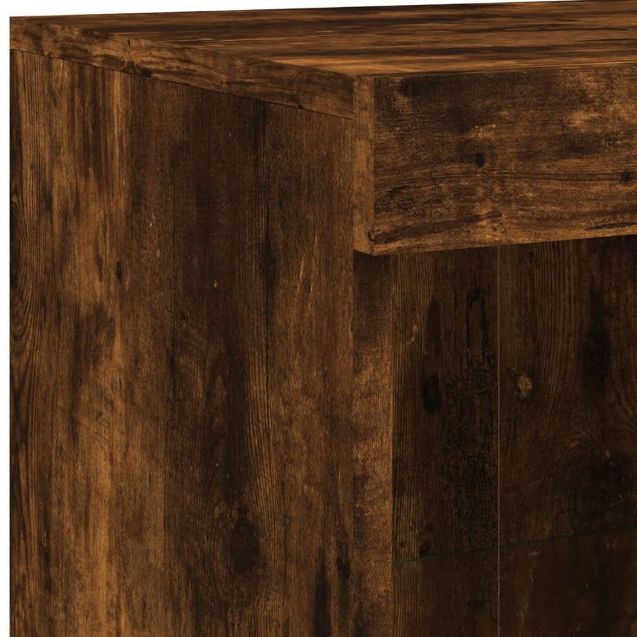 Dressoirs Met Led-Verlichting Bewerkt Hout Gerookt eiken