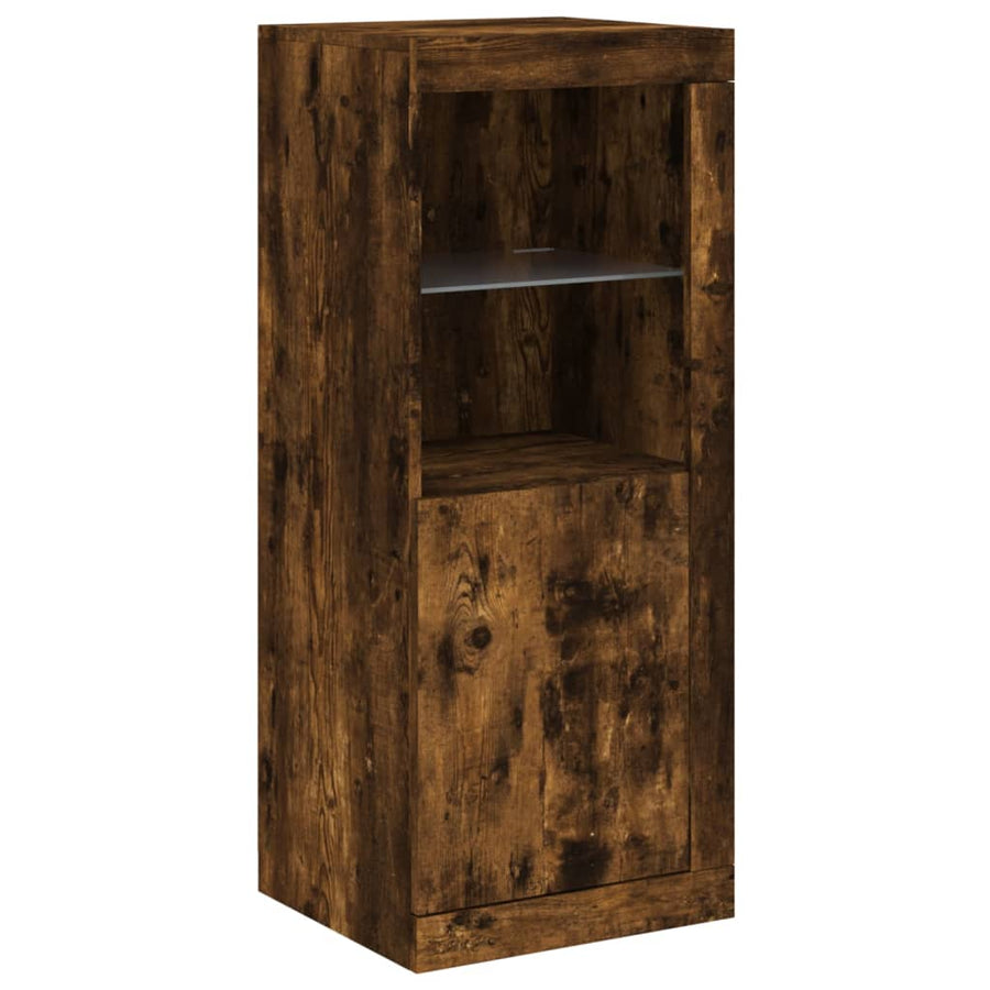Dressoirs Met Led-Verlichting Bewerkt Hout Gerookt eiken