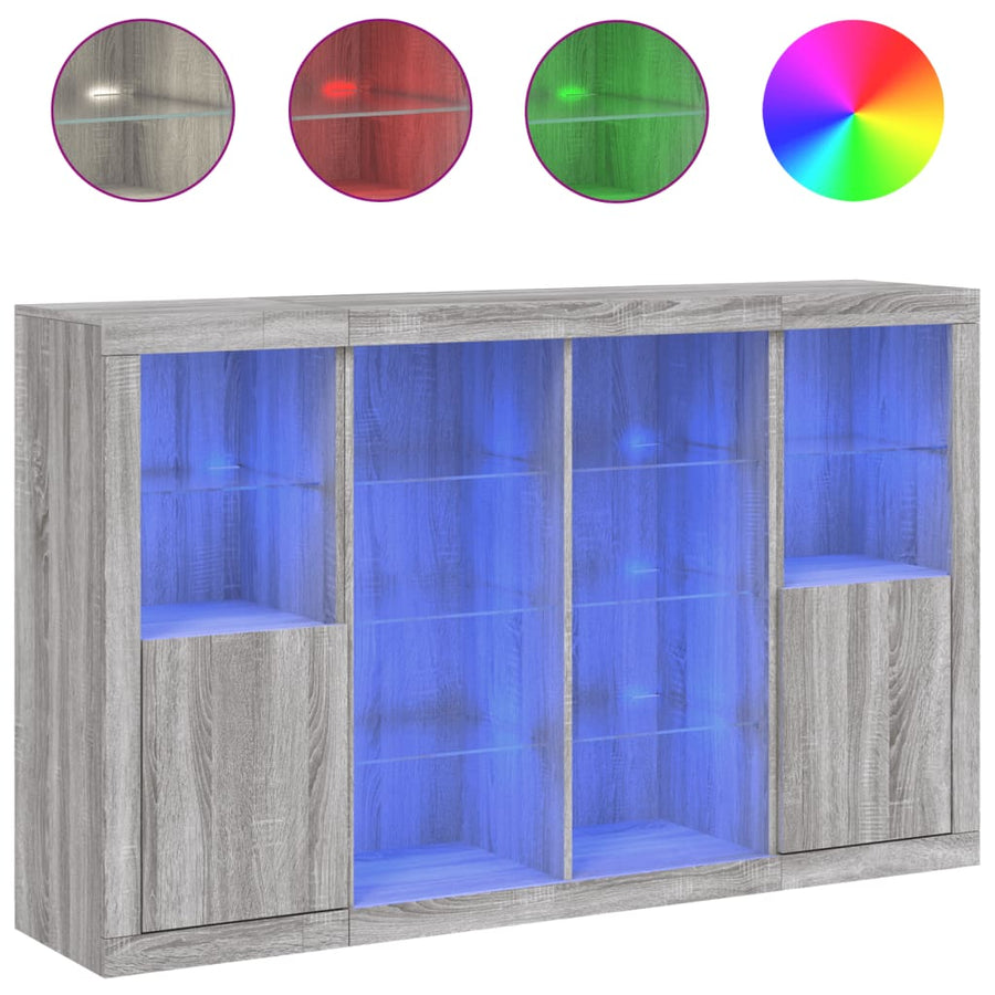 Dressoirs Met Led-Verlichting Bewerkt Hout Grijs sonoma