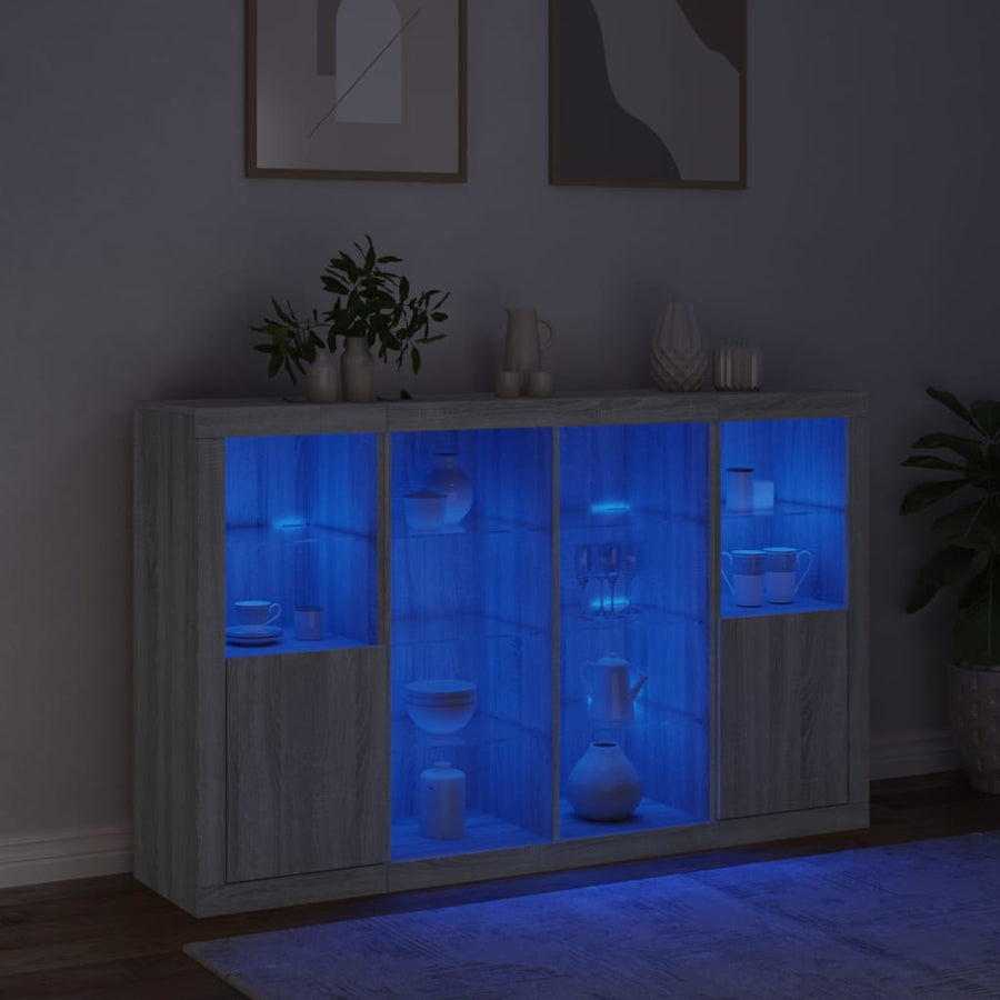 Dressoirs Met Led-Verlichting Bewerkt Hout Grijs sonoma