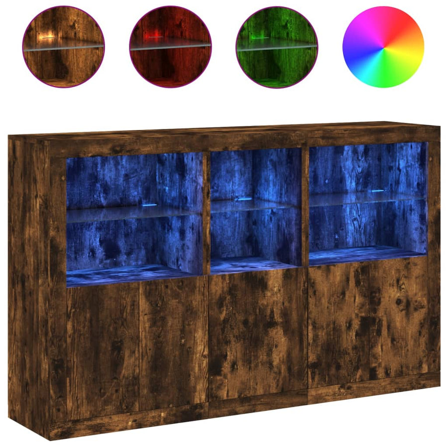 Dressoir Met Led-Verlichting 62X37X00 Cm Kleurig Gerookt eiken