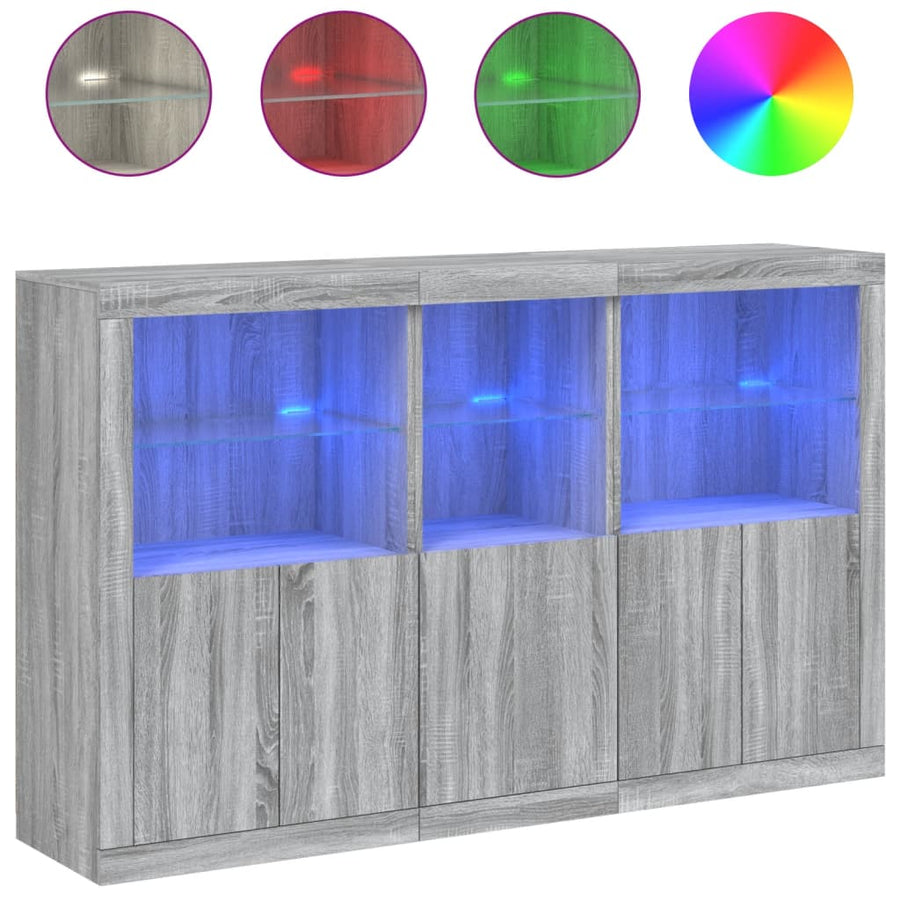 Dressoir met LED-verlichting 162x37x100 cm grijs sonoma eiken Grijs sonoma