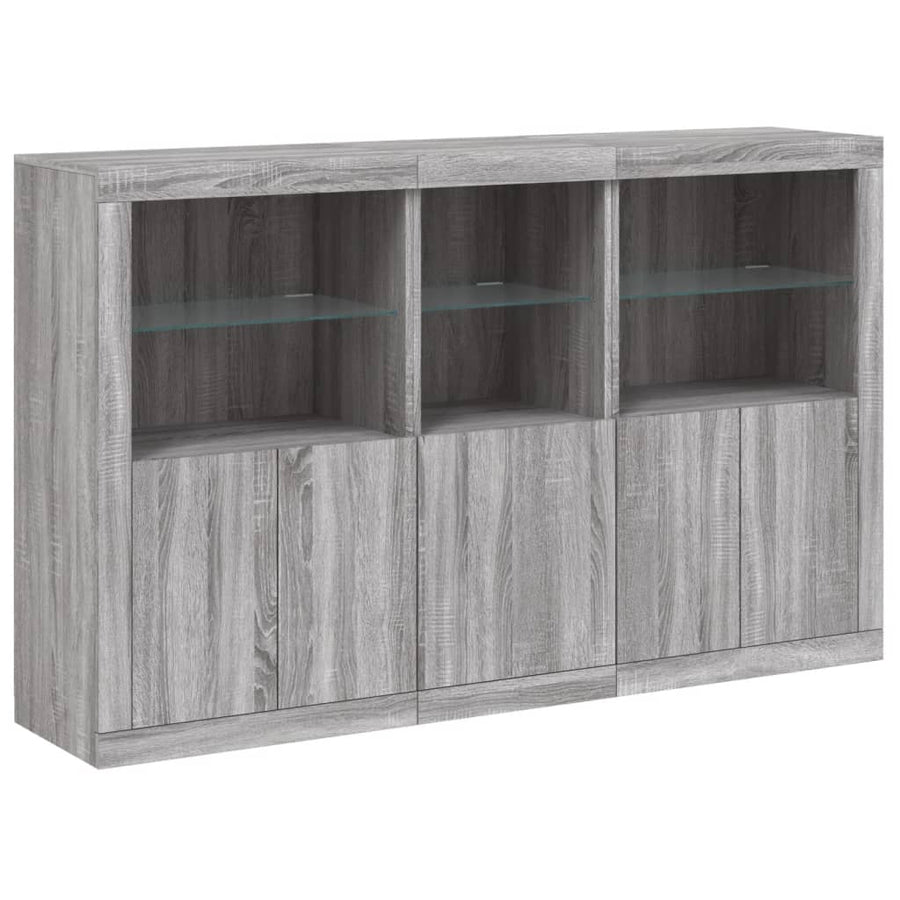 Dressoir met LED-verlichting 162x37x100 cm grijs sonoma eiken Grijs sonoma