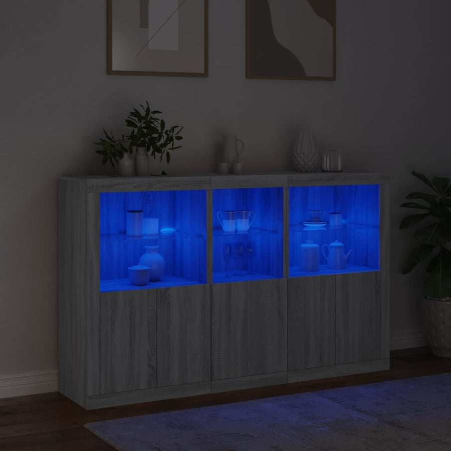 Dressoir met LED-verlichting 162x37x100 cm grijs sonoma eiken Grijs sonoma