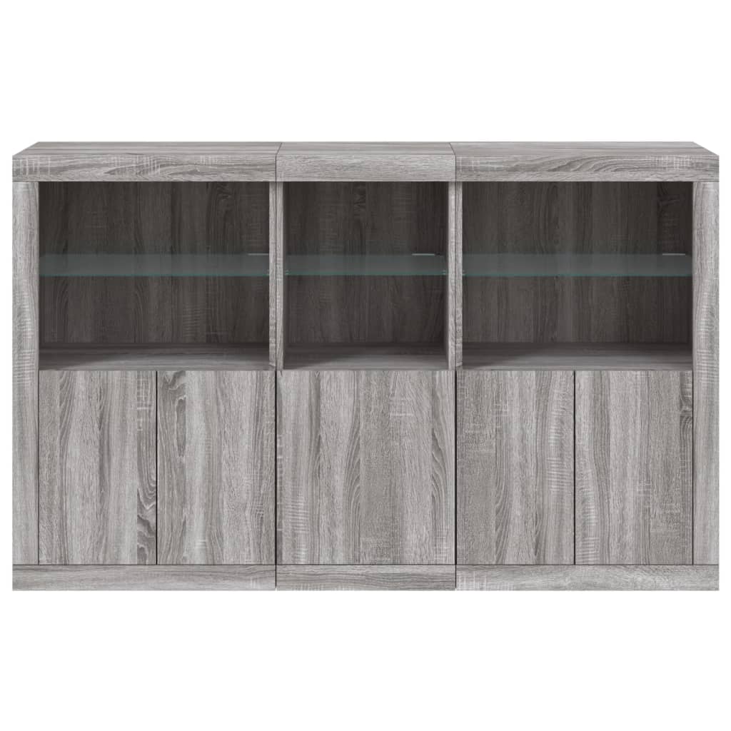 Dressoir met LED-verlichting 162x37x100 cm grijs sonoma eiken Grijs sonoma