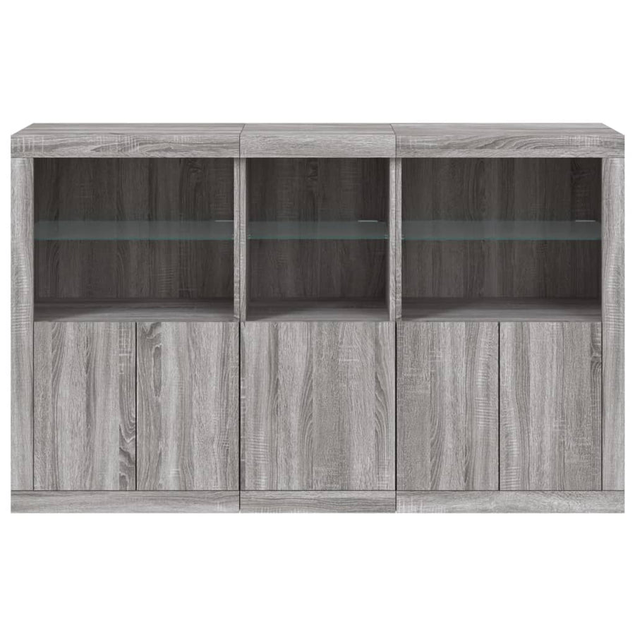 Dressoir met LED-verlichting 162x37x100 cm grijs sonoma eiken Grijs sonoma