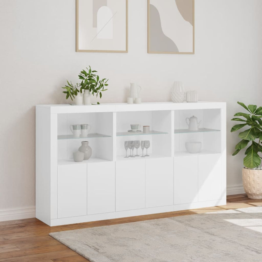 Dressoir Met Led-Verlichting 8,5X37X00 Cm Wit