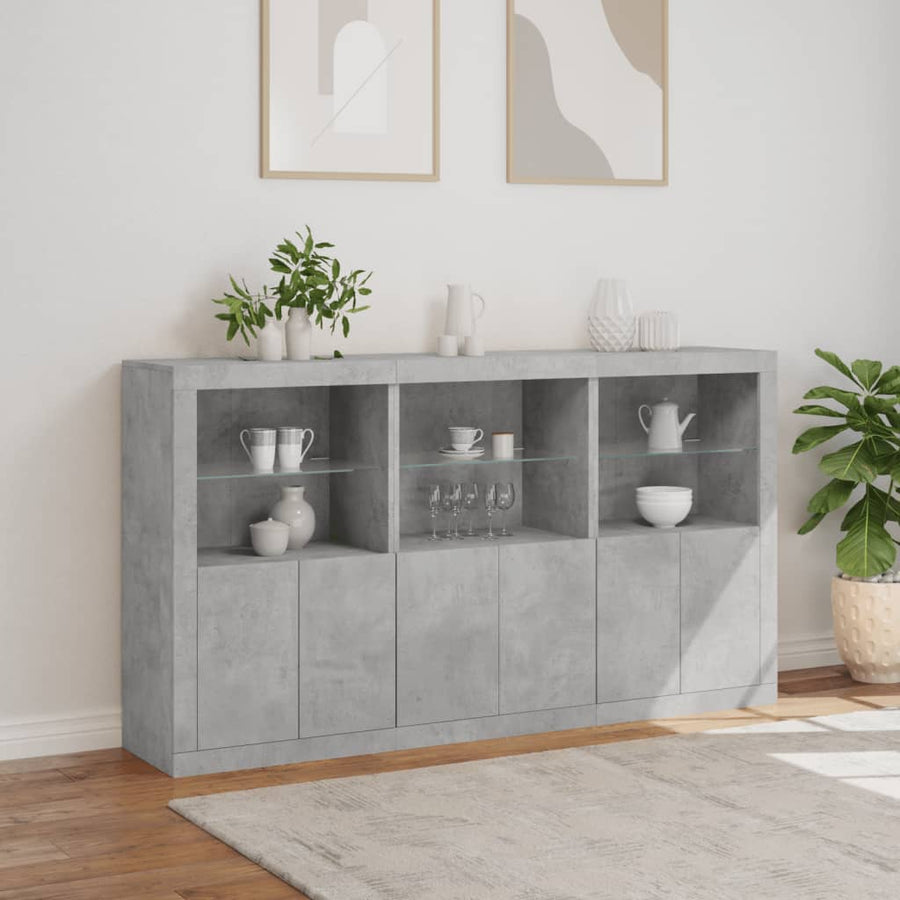 Dressoir Met Led-Verlichting 8,5X37X00 Cm Betongrijs