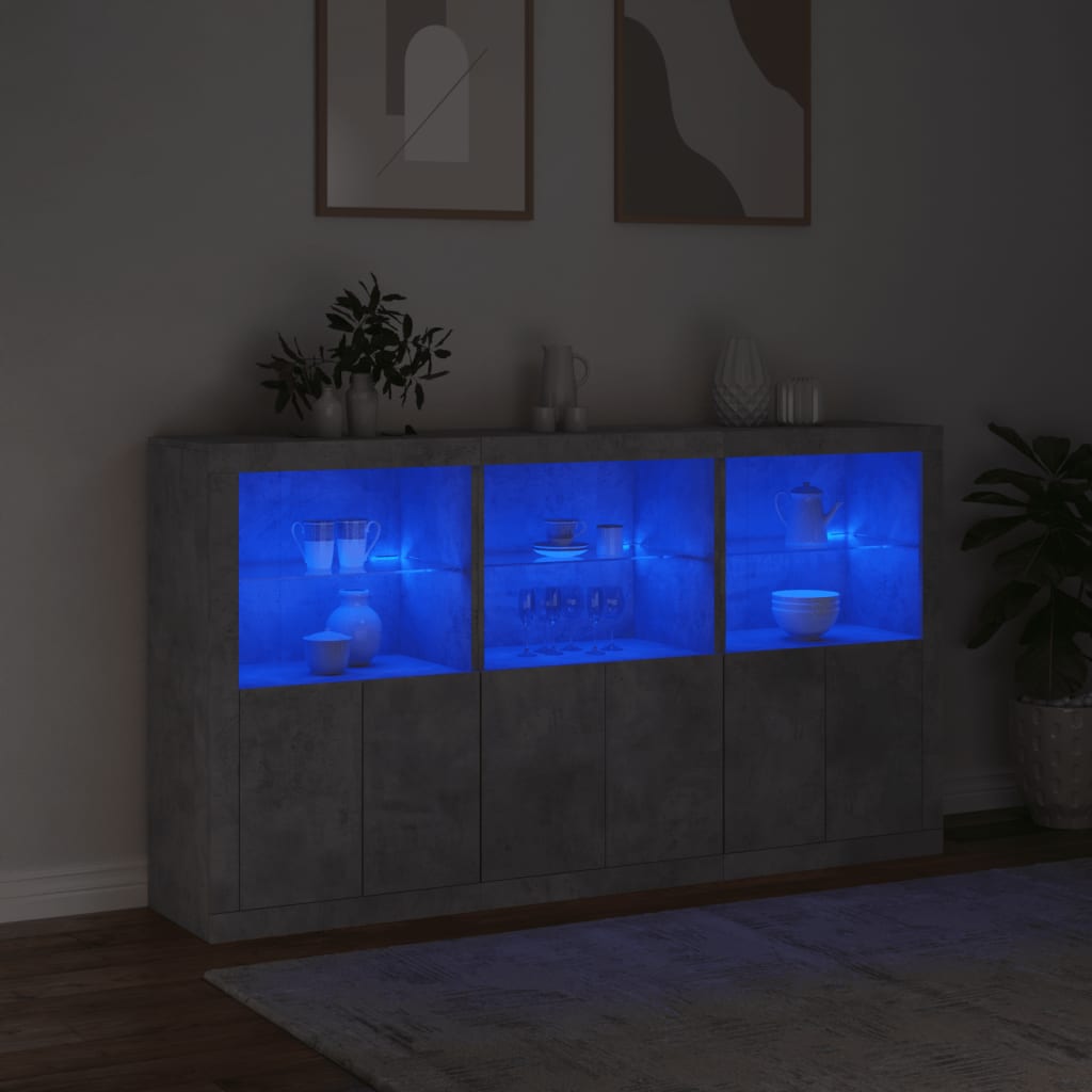 Dressoir Met Led-Verlichting 8,5X37X00 Cm Betongrijs