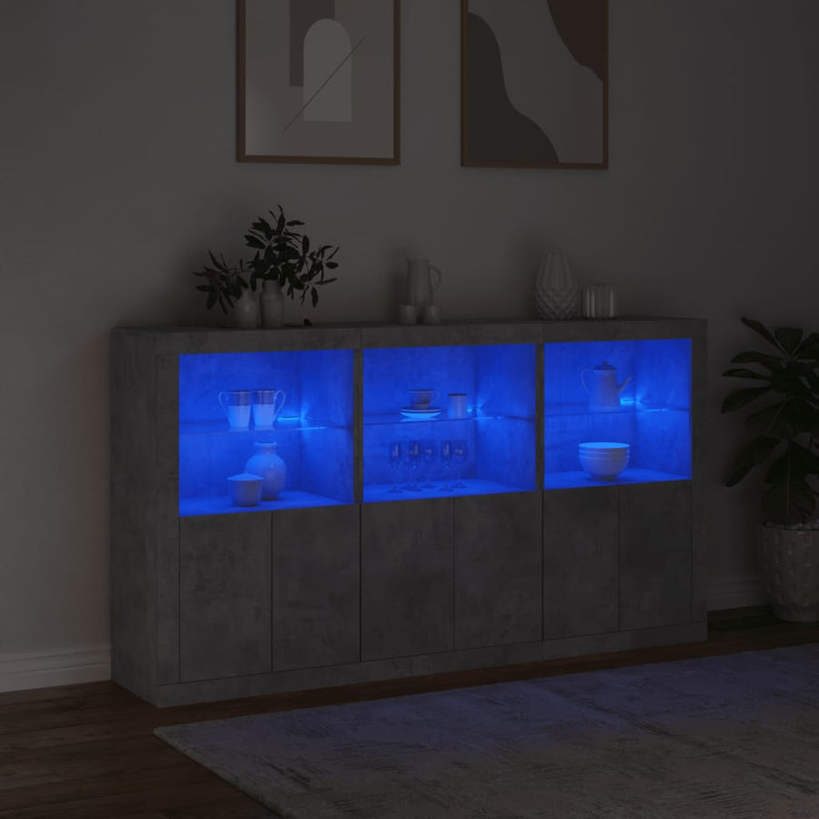 Dressoir Met Led-Verlichting 8,5X37X00 Cm Betongrijs