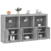Dressoir 181,5x37x100 cm betongrijs LED
