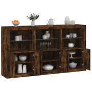 Dressoir 181,5x37x100 cm gerookt eiken met LED