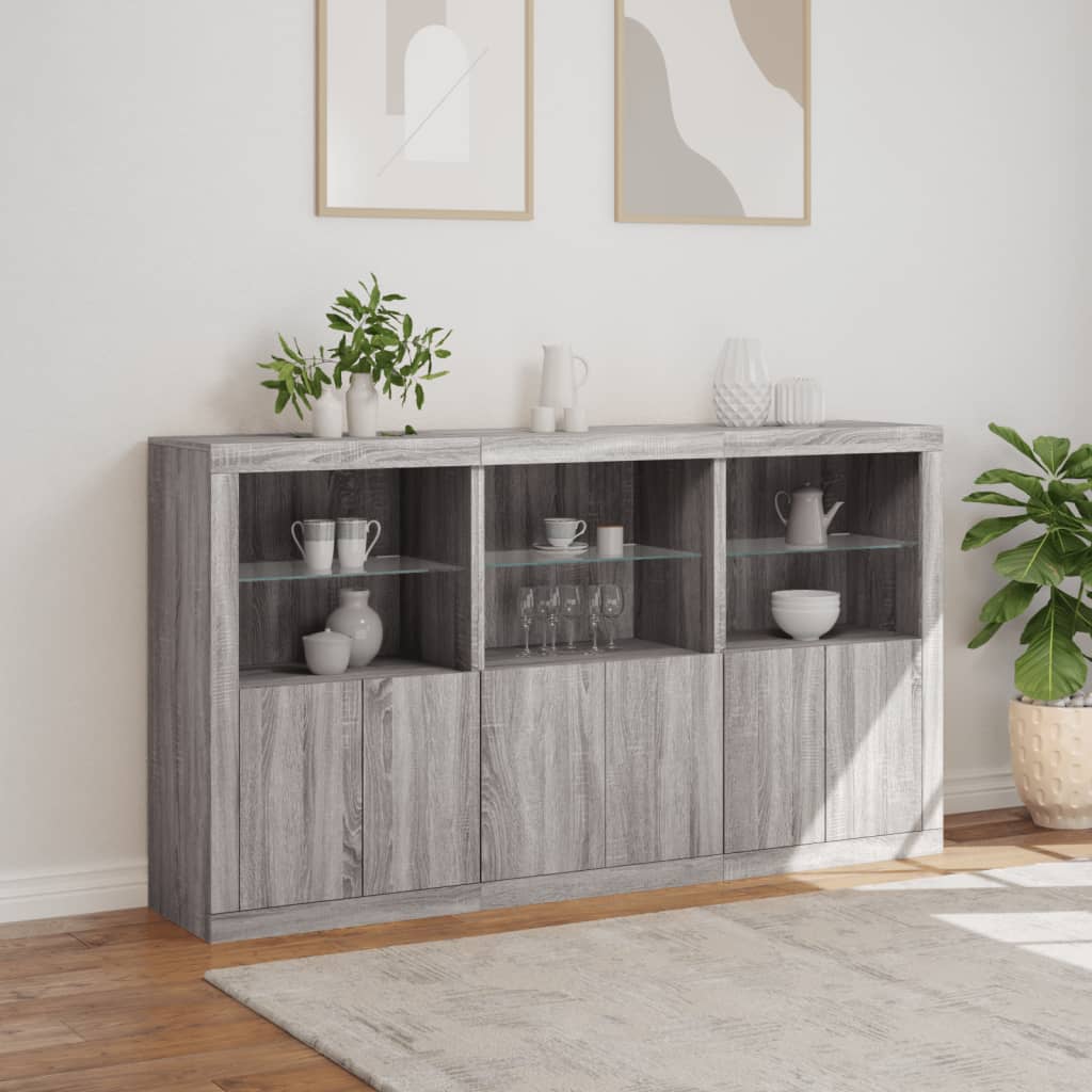 Dressoir Met Led-Verlichting 8,5X37X00 Cm Eiken Grijs sonoma