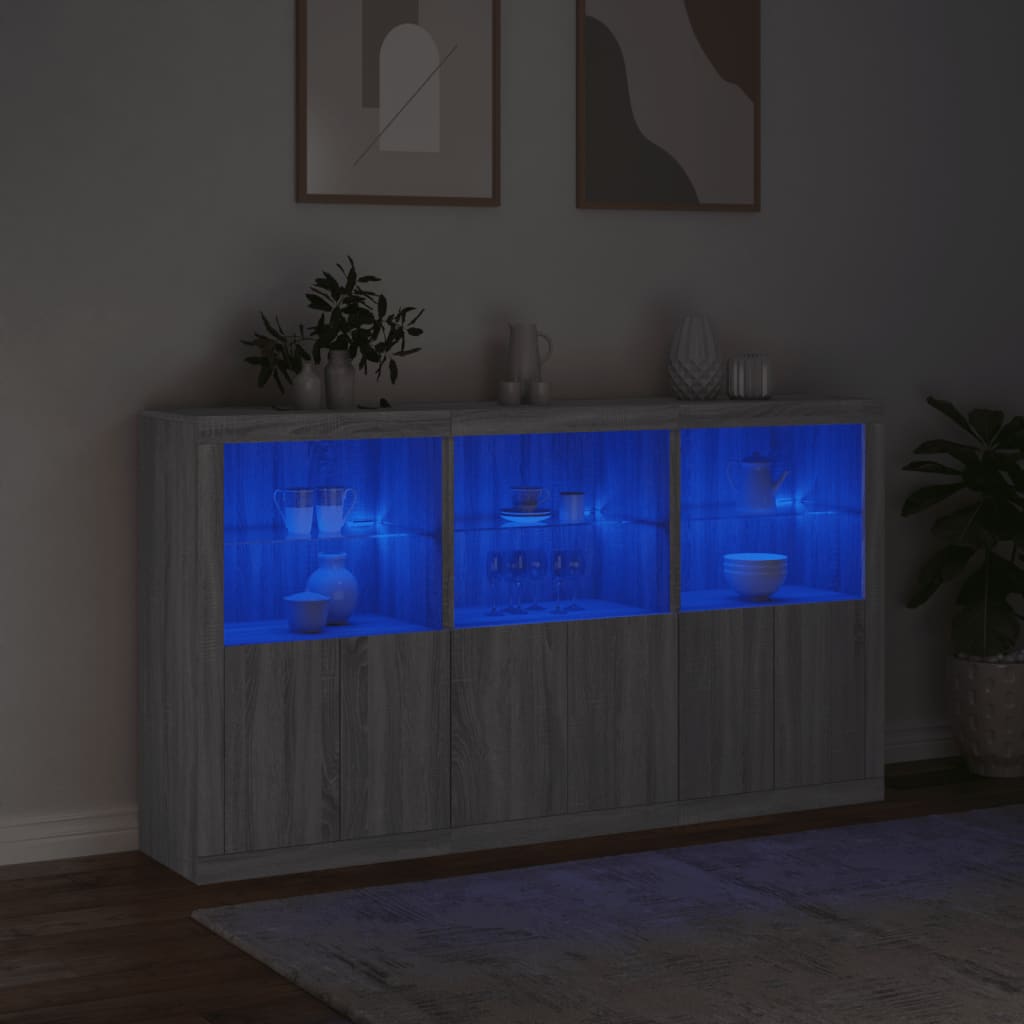 Dressoir Met Led-Verlichting 8,5X37X00 Cm Eiken Grijs sonoma
