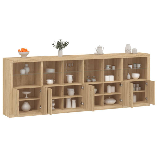 Dressoir Met Led-Verlichting 283X37X00 Cm Kleurig Sonoma eiken