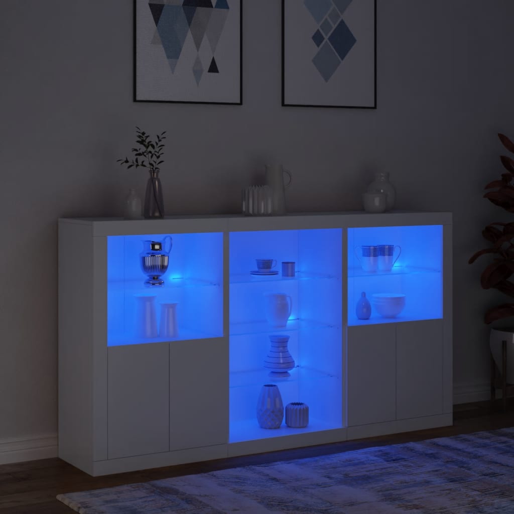 Dressoir Met Led-Verlichting 8,5X37X00 Cm Wit