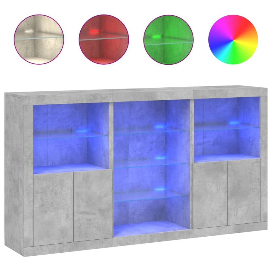 Dressoir Met Led-Verlichting 8,5X37X00 Cm Betongrijs