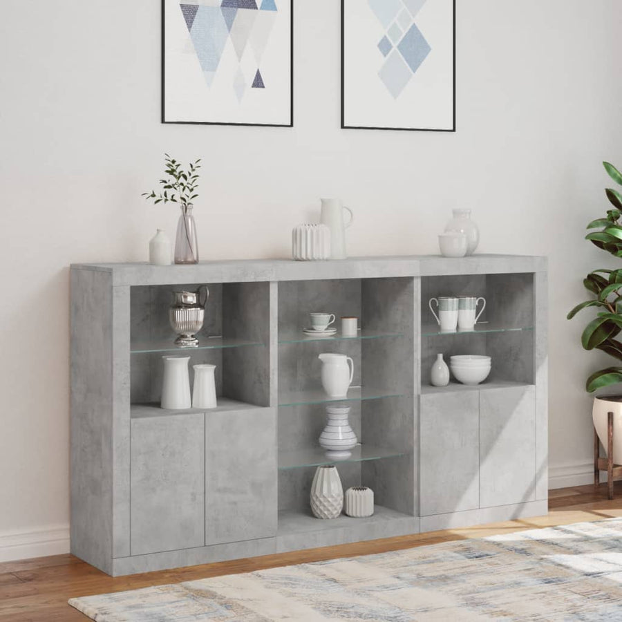 Dressoir Met Led-Verlichting 8,5X37X00 Cm Betongrijs