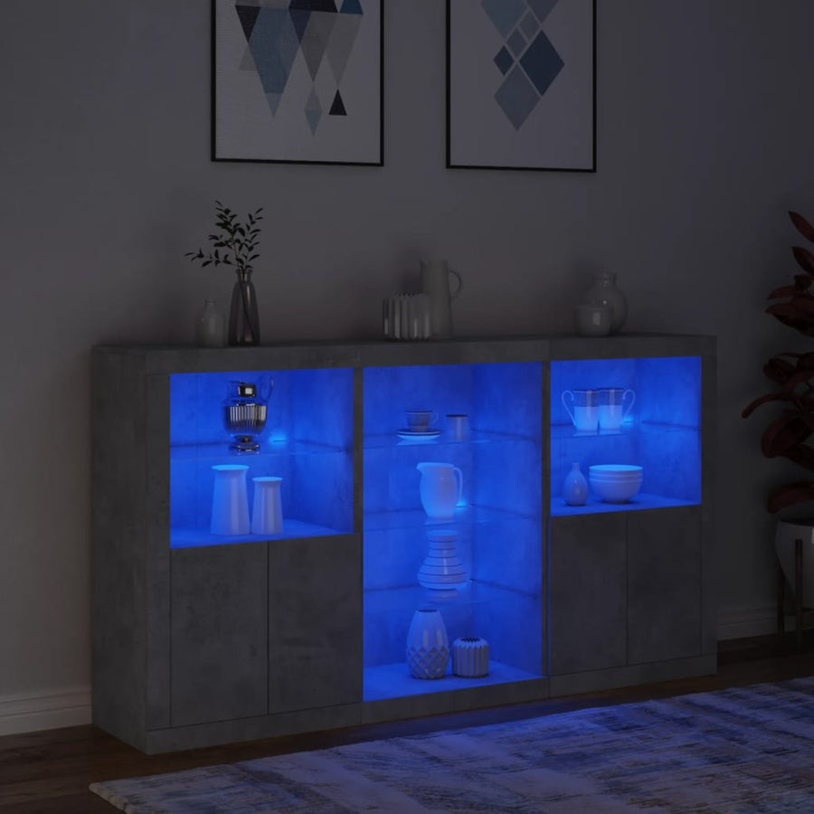 Dressoir Met Led-Verlichting 8,5X37X00 Cm Betongrijs