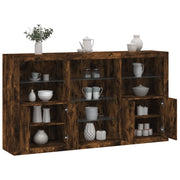 Dressoir 181,5x37x100 cm gerookt eiken LED