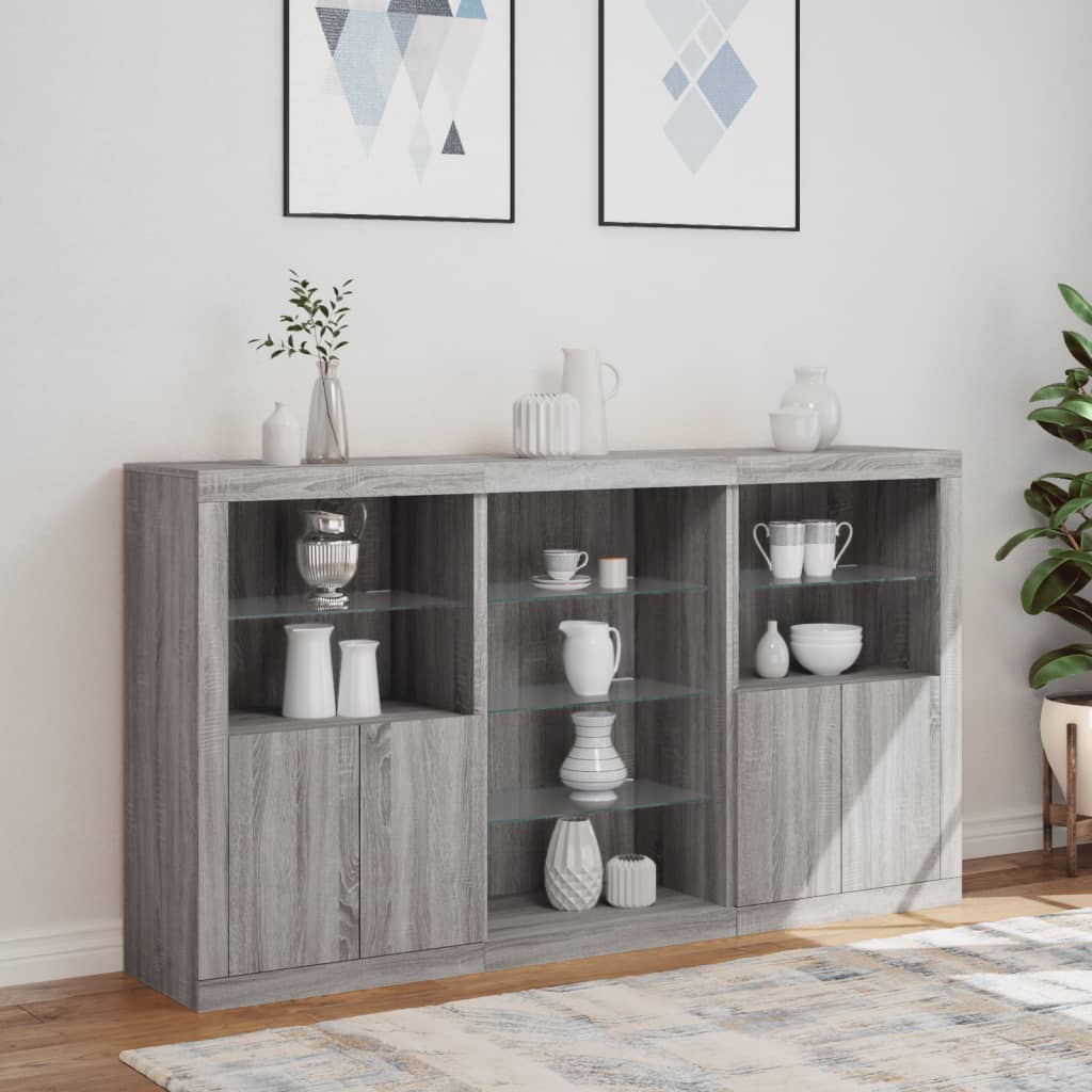Dressoir Met Led-Verlichting 8,5X37X00 Cm Eiken Grijs sonoma