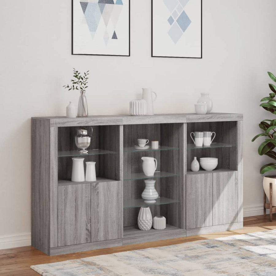 Dressoir Met Led-Verlichting 8,5X37X00 Cm Eiken Grijs sonoma