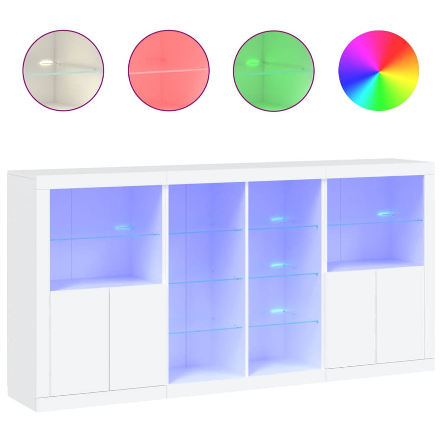 Dressoir Met Led-Verlichting 202X37X00 Cm Wit