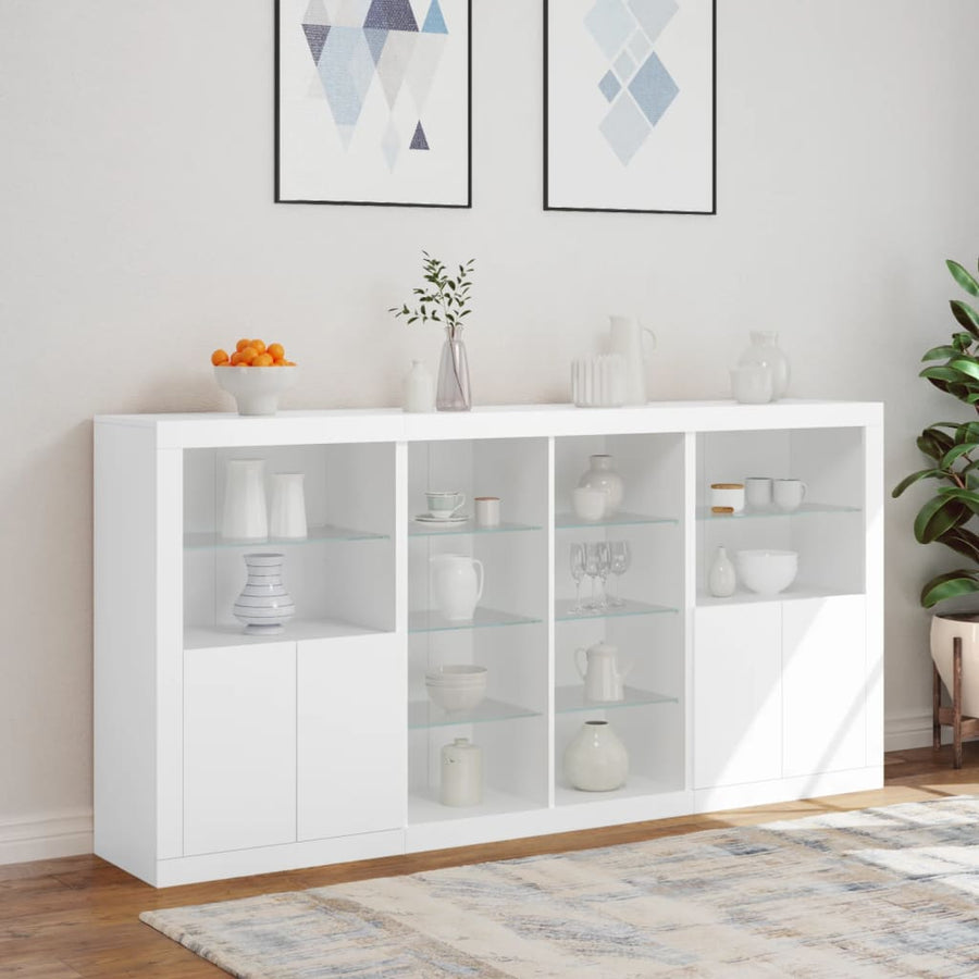 Dressoir Met Led-Verlichting 202X37X00 Cm Wit