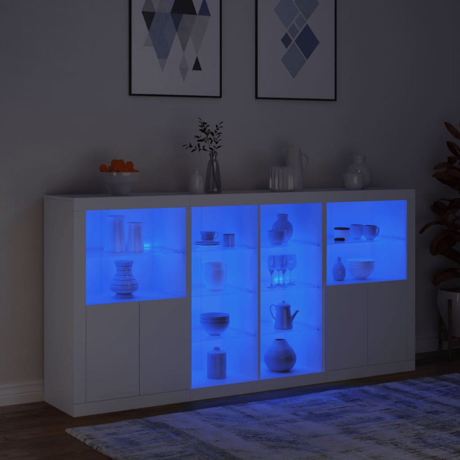 Dressoir Met Led-Verlichting 202X37X00 Cm Wit